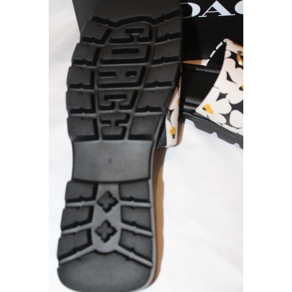 $125 COACH Womens Florence‎ Printed C Lug-Sole Slip-On Slide Flat Sandals Black - Picture 6 of 7